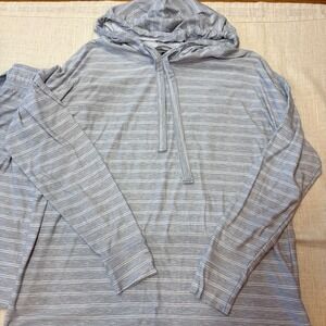 Jaclyn Intimates Lounge‎ Set Pajamas Hoodie Pants Striped Gray Size S